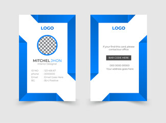Modern and Creative ID Card Design, Card For Office,  Vector Graphic Design, Blue With Gradient
