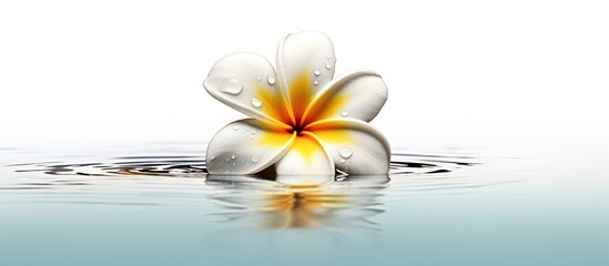 Yellow frangipani flowers floating on the water