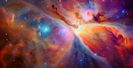 an image of the orion nebula in space in - obrazy, fototapety, plakaty