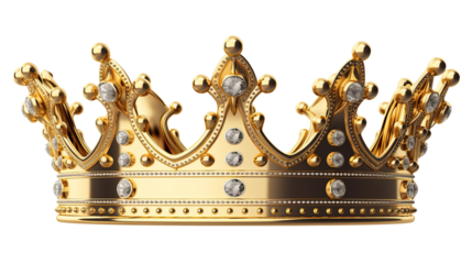 Golden crown isolated on transparent background PNG clipart