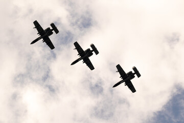American attack aircraft in formation 