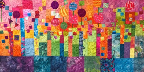 Birthday party themed quilt background. 