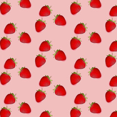 vector hand drawncute beauty strawberry pattern seamless with pink background