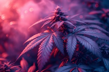 Amidst the crisp autumn air, a majestic maple tree stands tall, its leaves adorned in a vibrant display of purple and pink hues, a true natural wonder in the great outdoors