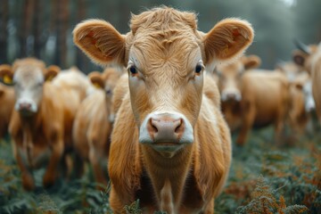 A solitary dairy cow stands proudly in a vast, green field, embodying the essence of a peaceful, terrestrial life on the farm