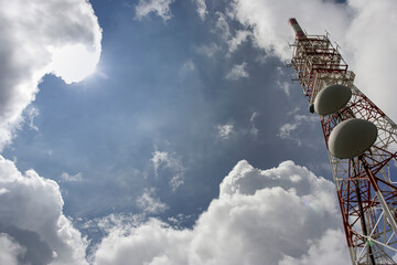 Communication tower in the clouds