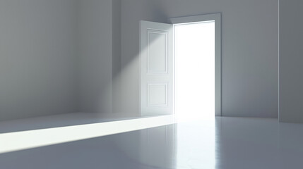 Light-Filled White Room With Open Door