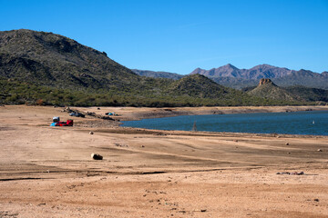 Camping on the Arizona Bartlett reservoir shores