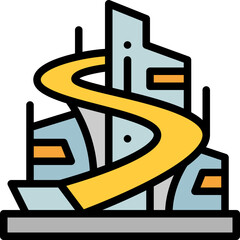 futuristic building filled outline icon