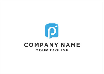 Initial P Camera logo design vector illustration