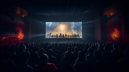Fototapeta na wymiar Captivated Audience: Moviegoers Enjoying a Cinematic Experience