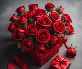 Obraz premium Gift a bouquet of roses to show your love to someone special. For Valentine's Day - Ai generated