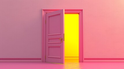 Open Door in Room With Pink Wall