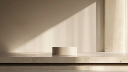 Minimalistic Interior Design Featuring Geometric Shadows and Neutral Tones
