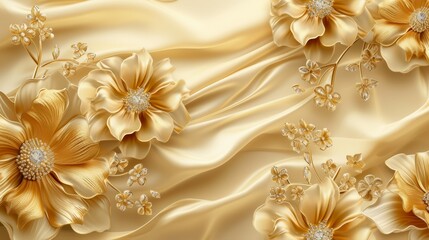 Close Up of Wallpaper Featuring Flower Design