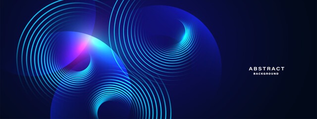 	
Blue abstract background with spiral circle lines, technology futuristic template. Vector illustration.
