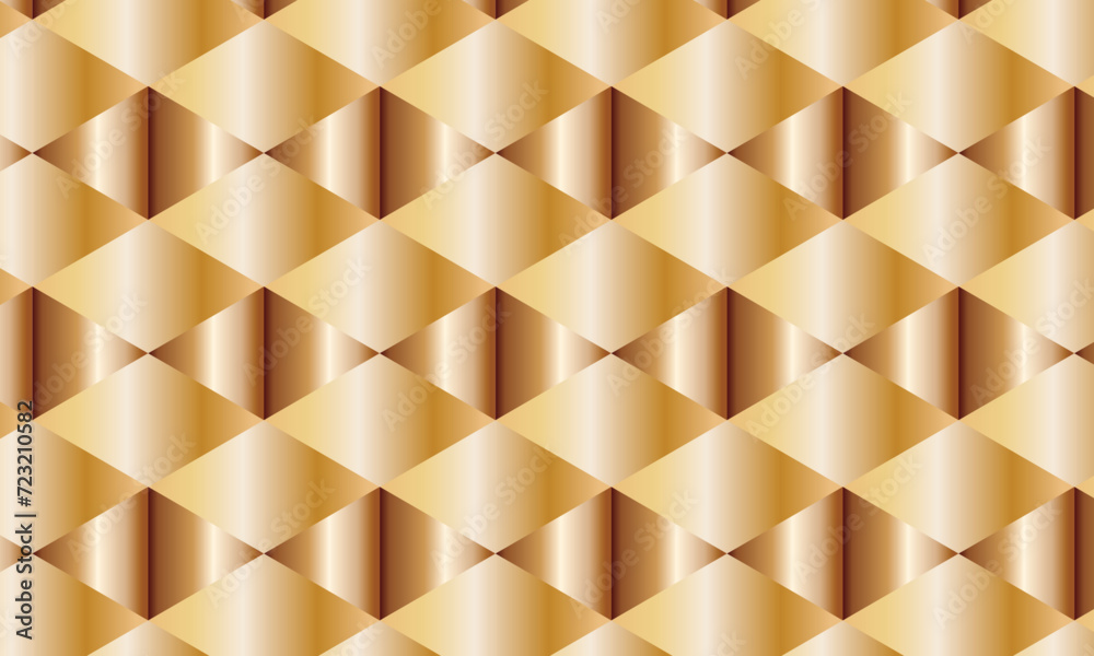 Poster abstract repeatable seamless golden gradient rhombus pattern.