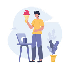 man with ice cream cone vector illustration