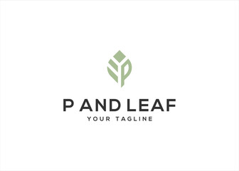 Initial Letter P Nature Green Leaf  Logo Design Vector Illustration
