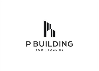 Initial Letter P Building logo design vector illustration