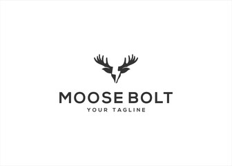 Electric Flash Horn Moose Deer  Logo design vector illustration template	
