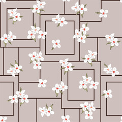 seamless small flower pattern on brown background.