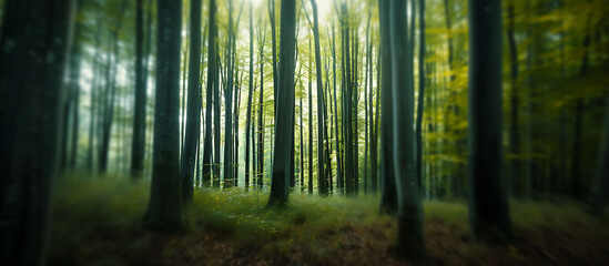 blurry background of trees in a forest in