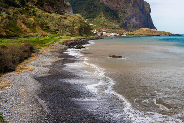 idyllic view of Maiata beach in Madeira Island