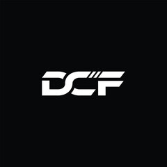 DCF letter logo design with black color in illustrator, vector logo modern alphabet font