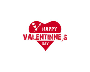 Vector illustration. Hand drawn elegant modern Logo  of Happy Valentines Day with hearts isolated on white background design.
