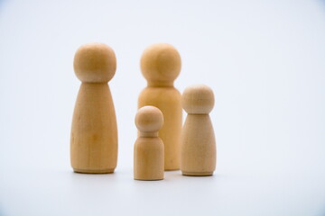 Group of wooden figures, family