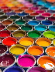 Fototapeta premium Many Cans of Vibrant Paints
