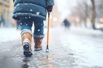 A person walking in the snow with a pair of skis. Perfect for winter sports enthusiasts and outdoor adventure themes