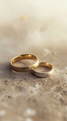Obraz na płótnie Canvas Pair of Wedding Rings on a Plain Background