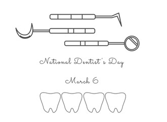 Excellent single-line artwork for National Dentist's Day celebrations.
