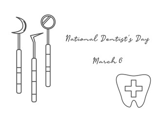 Excellent single-line artwork for National Dentist's Day celebrations.