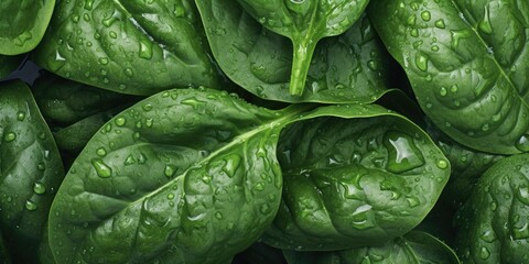 A detailed view of a bunch of spinach leaves. Perfect for promoting healthy eating and vegetarian recipes
