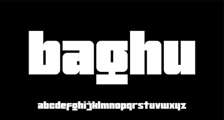 baghu, modern geometric bold font urban bulky alphabet - obrazy, fototapety, plakaty