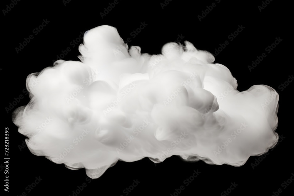 Poster a cloud of white smoke against a black background. can be used as a background or for visual effects