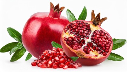 pomegranate fruits creative layout isolated on white background