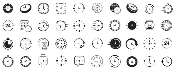 Time, date, and location icons in different shapes