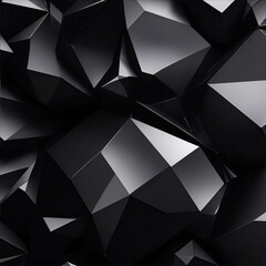 Abstract black crystal background, 3d render polygonal wallpaper