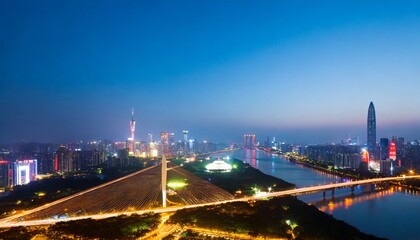 Fototapeta na wymiar guangzhou panorama in nightfall
