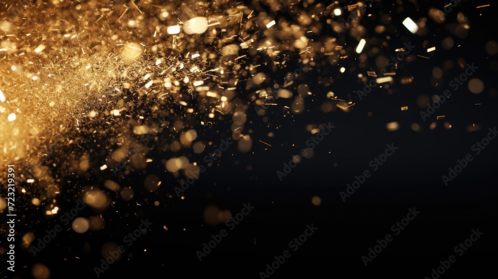 Wall mural a shimmering black and gold background with lots of sparkle. perfect for adding a touch of elegance  - Wall murals