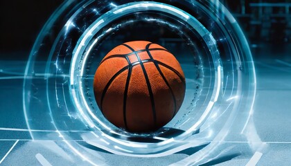 illustration of a basketball in 3d style futuristic sports concept generation