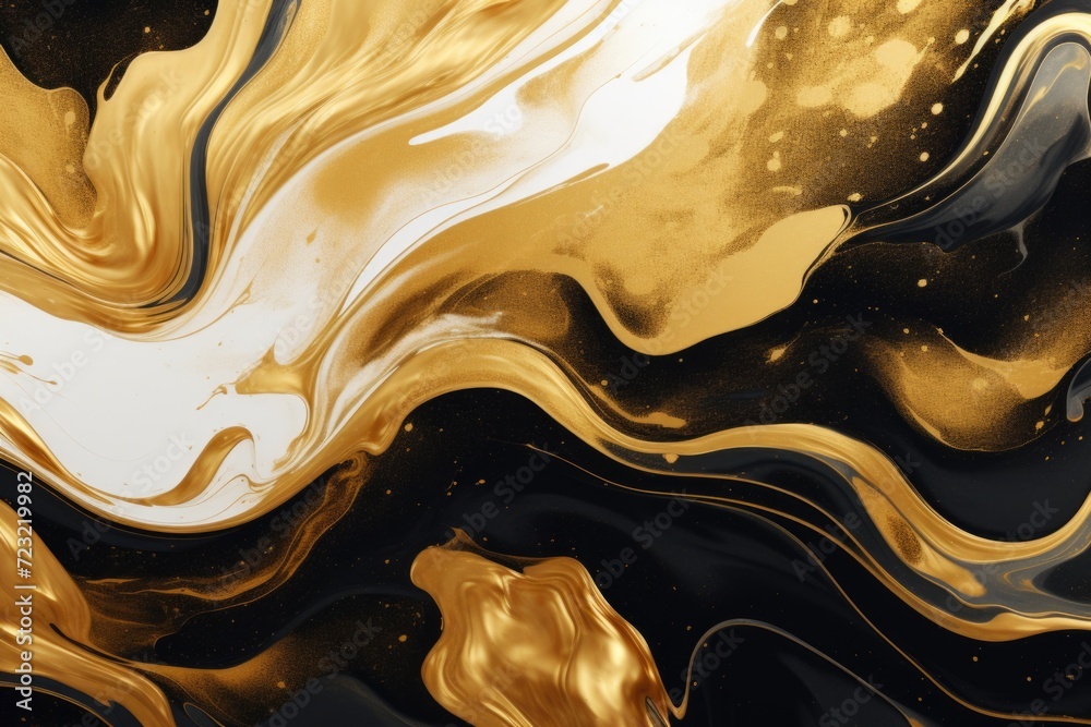 Poster a black and gold abstract painting, perfect for adding a touch of elegance and sophistication to any