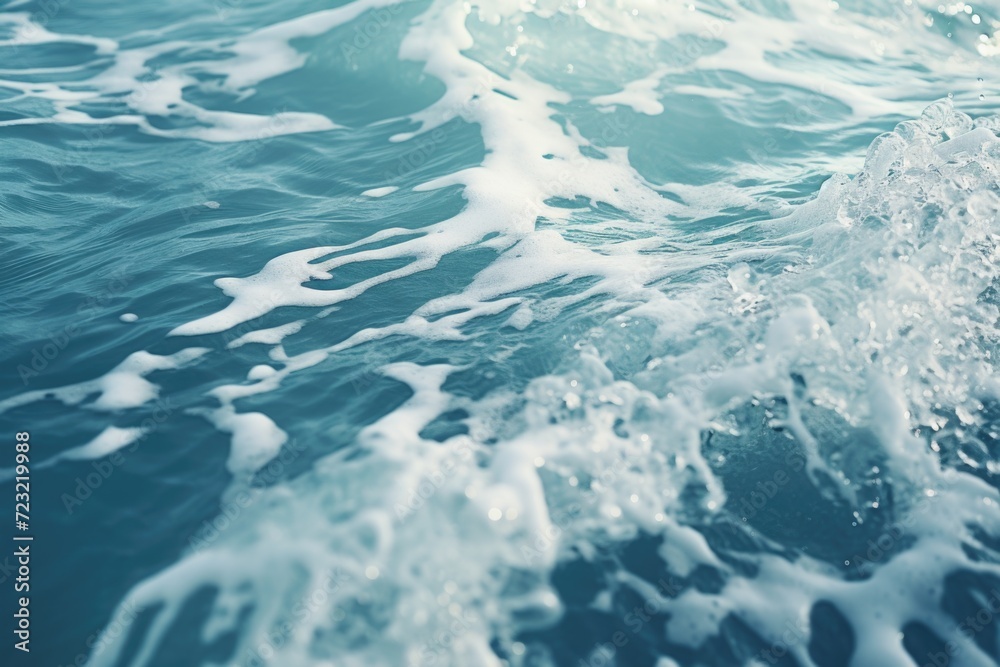 Poster A close-up view of a wave in the ocean. This image captures the power and beauty of the ocean. Perfect for any project related to nature, water, or the beach