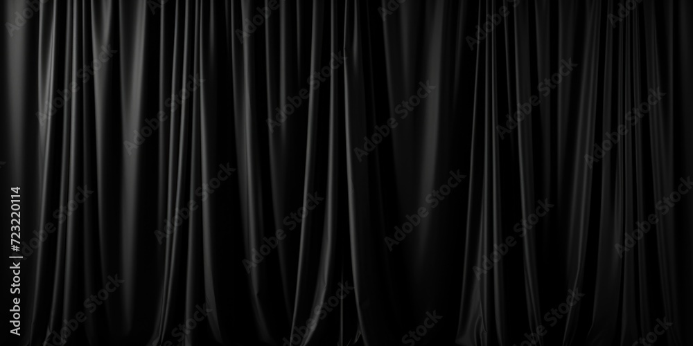 Poster A simple yet elegant black curtain hanging against a black background. Perfect for adding a touch of sophistication to any room or event