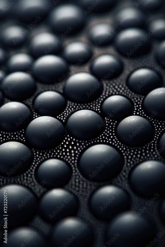 Poster A close-up view of a bunch of black balls. This versatile image can be used for various purposes