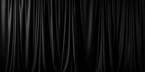 A simple yet elegant black curtain hanging against a black background. Perfect for adding a touch of sophistication to any room or event